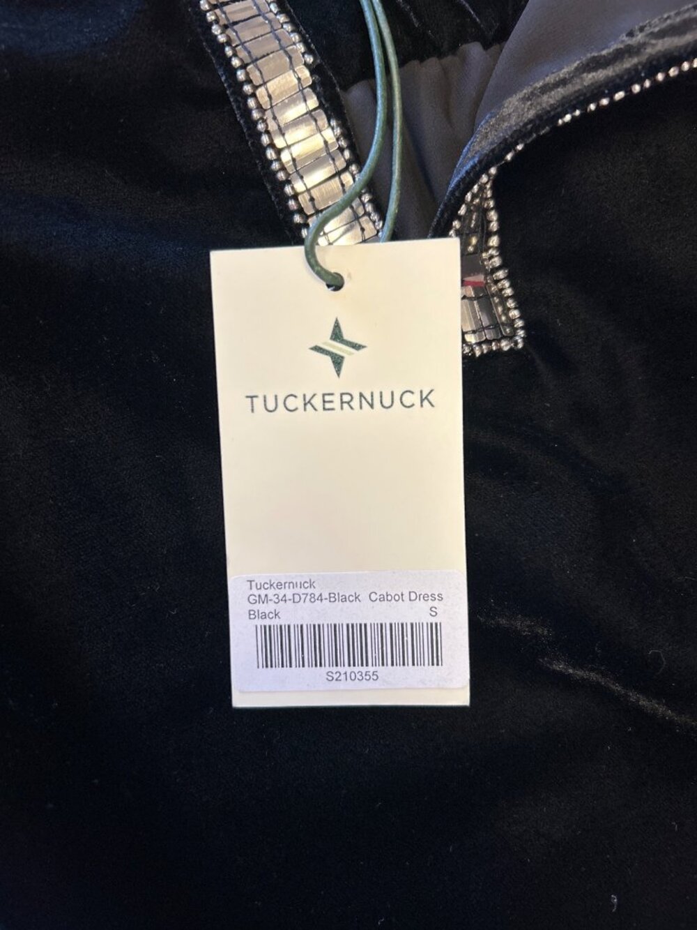TUCKERNUCK Embellished Velvet Cabot Dress Black Size Small NWT - Picture 8 of 10